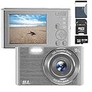 Acuvar Digital Camera 4K 44MP Compact Point and Shoot Camera with 32GB SD Card, 16X Digital Zoom, Kids Camera 2.4 Inch Screen, Vlogging Camera for Teens Students Boys Girls Seniors (Silver)