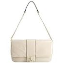 True Religion Women's Shoulder Bag Purse, Quilted Mini Handbag with Chain Strap, Ivory