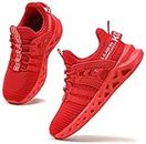 Kricely Boys Kids Trainers Boys Tennis Shoes Girls Running Walking Shoes School Gym Sports Trainers Breathable Lightweight Sneakers（Red 1.5 UK��）