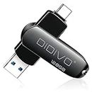 DIDIVO USB C Stick 128GB USB C Flash Laufwerk 2 in 1 USB 3.0 Typ C Speicherstick OTG USB Stick Pen-Laufwerk Externer Speicher für USB-C-Smartphones, Tablets, Neues MacBook, Laptops,PC (128GB, Schwarz)