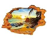 hallobo® XXL – Adhesivo decorativo para pared 3d Ventana playa sol Mar pared de salón dormitorio decoración Envío desde Alemania
