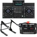 Denon DJ SC Live 4 Standalone DJ Controller with Laptop Stand and Power Block