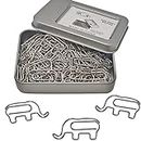 Cute Elephant Shaped Paper Clips Bookmarks, Funny Office Supplies Elephant Gifts for Women Men Coworkers Teachers, Silver 60 Pcs