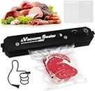 Krevia 2 in1 Electric Vacuum Sealer for Food Storage | Automatic Packing Sealing Machine with 10 food Bags | Household Kitchen Fresh Keeping food sealer Dry Moist Air sealing system (Black-1Pcs)
