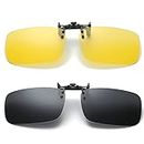 Polarized Clip-On Sunglasses, UV400 Flip Up Sunglasses Polarized Lenses Clip, Day Myopia Night Vision Fit over Prescription Anti-Glare For Men Women, Driving, Fishing, Outdoor
