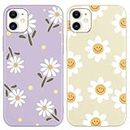 Yoedge 2 Pack Cute Smile Print Suitable for iPhone 11 6.1 Inch Phone Case, Daisy Aesthetic Pattern Shell Soft Silicone TPU Shock-Absorbing Cover, Suitable for Women and Girls