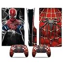 Verilux® Skin Cover Sticker for PS5 CD Disk Version Game Console and Controller Spiderman Themed Skin Cover PVC Sticker Anti-Scratch Sticker for PS5 CD Disk Version