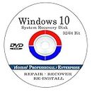 Windows 10 Repair & Recovery Disk Pro & Home 32 & 64 Bit DVD Recover Reinstall Reboot Fix ALL Computer Brands HP, Dell, Asus etc. [Instructions & Support]