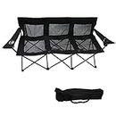 Trademark Innovations Triple Style Steel Frame Mesh Back Camp Chair, Black