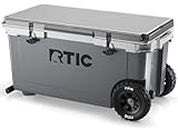 RTIC 72 Quart Ultra-Light Wheeled Cooler Hard Insulated Portable Ice Chest Box for Beach, Drink, Beverage, Camping, Picnic, Fishing, Boat, BBQ, 30% Lighter Than Rotomolded Coolers, Dark & Cool Grey