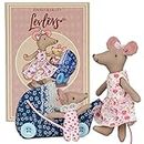 LEVLOVS Mouse in a Matchbox Toy Baby Registry Gift Toddler Gift Dolls Mom and Baby Mice and a Stroller