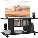HOMCOM Modern TV Cabinet Stand Storage Shelves Table Mobile Bedroom Furniture Bookshelf Bookcase Black