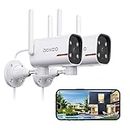 DEKCO 2Pack Outdoor Security Camera with 2K Color Night Vision, Pan Rotating 180° Wired Camera Surveillance Exterieur Support 24/7 Recording, 2.4&5G WiFi, AI Auto Tracking, Work Alexa/Google Assistant