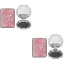  Set cosmetici 2 pezzi abs specchio argento rosa studentessa donna