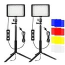 LED Video Light 5600K 2 pack Bonvvie USB Dimmable Camera Light with Adjustable Tripod&Color Filters for Low Angle Shooting Video Conference Lighting, Game Streaming, Zoom, YouTube Video Photography