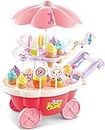 Smartcraft Luxury Sweet Shopping Battery Operated Plastic Ice Cream Trolley Pretend Role Play Educational Toy Set, LED, Music for Kids (Multicolour)