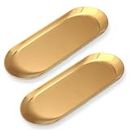 Grevosea 2 Pack Gold Tray, Stainless Steel Decorative Tray Bathroom Vanity Tray for Dresser Counter, Kitchen Sink Tray for Soap Dispensers, Perfume Ring Key Candle Organizer Tray 9" Oval