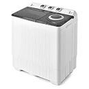 GiantexUK Twin Tub Washing Machine, 4.5KG/6KG/8.5KG Compact Washing Machine and Spin Dryer Combo with 3 Modes, Drainage & Timer, Portable Washer for Dorm College(6.5KG Washer 2KG Dryer, Black+White)