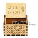 Eitheo Wooden Antique Carved Hand Crank La Vie En Rose Music Box | Birthday Gift for Girls Boys | Wooden Classic Theme Musical Toys Engraved Hand Cranked Occasion Gift