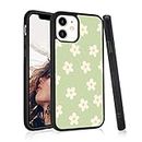 Green White Flower Pattern for iPhone 6/6s Case Shockproof Anti-Scratch Protective Cover Soft TPU Hard Back Cute Slim Cell Phone Case iPhone 6/6s Floral Design for Boys Girls Teens Women Men