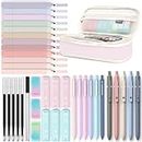 Four Candies 39 PCS Aesthetic School Supplies with Cute Pen Case, 12 Pastel Highlighters, 5 Black Ink Gel Pens, 6 Mechanical Pencils Set 0.5 & 0.7 mm for Students Stationary College Essentials (Pink)