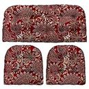 RSH Décor: 3 Piece Tufted Wicker Settee and Chair Cushion Set | Indoor/Outdoor All Weather Polyester Fabric | Reversible | 1 Loveseat 41” x 19" & 2 U-Shape 19" x 19" | Eastman Berry Red Paisley
