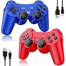 Controller for PS3 Controller Wireless for Sony Playstation 3 Controller of Double Shock 3, Bluetooth, Rechargeable, Motion Sensor, 360° Analog Joysticks, USB Charging Cords, Remote for PS3, 2 Pack