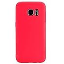 cuzz - Carcasa para Samsung Galaxy S7 Edge+(1 Pieza de protección de Pantalla de Cristal Templado) Color sólido Premium Flexible de Silicona TPU y Funda Delgada Ultra Ligera Antideslizante (Rojo)
