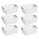 Sterilite Medium Ultra Basket, Storage Bin to Organize Closets, Cabinets, Pantry, Shelving and Countertop Space, White, 6-Pack
