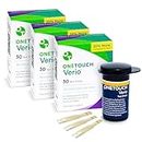 OneTouch Verio Test Strips for Diabetes Value Pack - 90 Count | Diabetic Test Strips for Blood Sugar Monitor | Home Self Glucose Testing | 3 Boxes, 30 Test Strips Per Pack