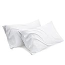 Bedsure Cooling Pillow Case Queen Size 2 Pack - Rayon Made from Bamboo, White Chill Pillowcase, Soft & Breathable Pillow Covers with Envelope Closure, Gift for Hot Sleepers in Summer, 20x30 Inches
