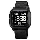 Ziyan Digitale Sportuhr für Herren, Armbanduhr Digital Uhr wasserdichte LED-Armbanduhr mit Stoppuhr, Countdown-Timer (Schwarz - Schwarz)