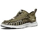 KEEN Men's Uneek O3 Breathable Two Cord Custom Comfort Fit Sneaker Style Sandals, Martini Olive/Dark Olive, 11