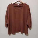 POETRY Women's Brown Linen Relaxed Fit Casual Everyday Top Size 18
