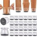 Chair Leg Floor Protectors 24PCS Furniture Sliders for Hardwood Floors, Silicone Chair Leg Protectors for Protecting Floors from Scratches and Noise (Large-Clear)