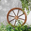 Outdoor Wooden Wagon Wheel Home Garden Decor Weatherproof Wall Furniture 60cm