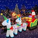 JOYEASE 9 Ft Christmas Inflatable Decorations,Xmas Blow Up Santa Claus on Sleigh with 2 Unicorn Decoration LED Lighted for Party Indoor Outdoor Garden Yard Decor