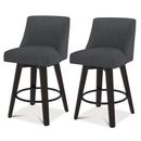 Corrigan Studio® Counter Height Bar Stools, 26 Inch Seat Height Upholstered Swivel Bar Stools w/ Back Set of 2 Wood in Gray | Wayfair