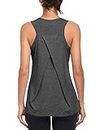 Workout Tank Tops for Women Gym Athletic Sleeveless Running Tops Yoga Shirts Racerback Sport Vest (Grey, X-Large)