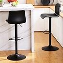 HeuGah Swivel Bar Stools Set of 2, Counter Height Bar Stools with Back, Adjustable Bar Stools 24" to 32", Black Faux Leather Bar Stools for Kitchen Island (Black, Set of 2 (24'' to 32''))
