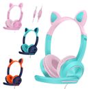Kids Cat Ear Headset with Chat Microphone for PC or Gaming - Wired 3.5mm Jack