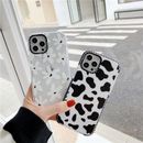 For iPhone 12 11 13 Pro Max 8 7 XS XR Cute Cow Print Back TPU Phone Case Cover