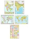 India & World Map ( Both Political & Physical ) & Constitution Chart | NON LAMINATED PAPER FOLDED MAPS | SET OF 5 | Useful for UPSC, SSC, IES and other competitive exams