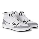 Zixer Comfy Mid-Top Casual Streetwear High Ankle Casual Shoes for Men Chunky Fashion Sneakers for Boys| Dancing Shoes High Tops for Men Grey