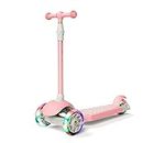 FAYDUDU Scooter for Kids Kick Scooter for Toddler Girls Boys Scooter Kids 3 Wheel Scooter with Adjustable Height and Light-Up Wheels Scooter for Children Ages 3-12 (Pink)