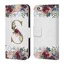 Official Nature Magick Letter S Flowers Monogram Floral Gold 2 Leather Book Wallet Case Cover Compatible for Apple iPhone 6 / iPhone 6s