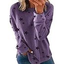 MOLayys Amazon Smile Prime Account Login My Account,Womens Oversized Tee 2023 Autumn and Winter European and American Loose Large Size Long Sleeved Womens (3-Purple, XXXXL)