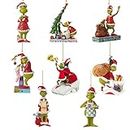 Set of 8 Grinchs Christmas Tree Ornaments, 2D Cute Hanging Grinchs Christmas Decorations, 9cm Acrylic Ornaments Party Supplies Kids Gift 2022 Holiday Decor