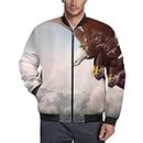 Eagle With American Flag Men's Flight Bomber Jacket Fall Winter Warm Coat For Womens With Pockets