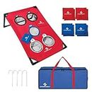 Sportcraft 2-Team Bean Bag Toss - Lightweight Bean Bag Target, 8 Bean Bags, 4 Ground Stakes - Outdoor Game, Easy Assembly, Carry Bag Included, Family Fun for Ages 15 and Over, Play Anytime